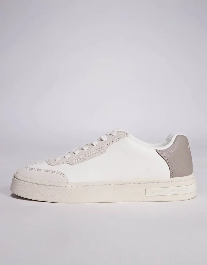 Armani Exchange chunky logo sneakers in off white and beige - Image 2