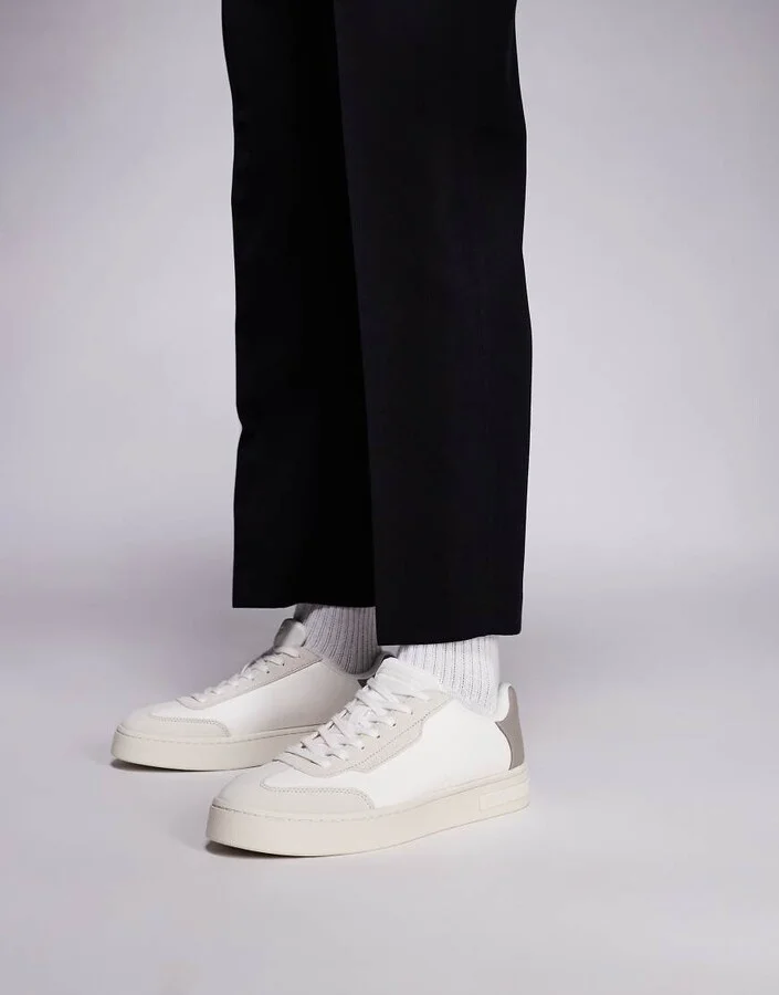 Armani Exchange chunky logo sneakers in off white and beige - Image 4
