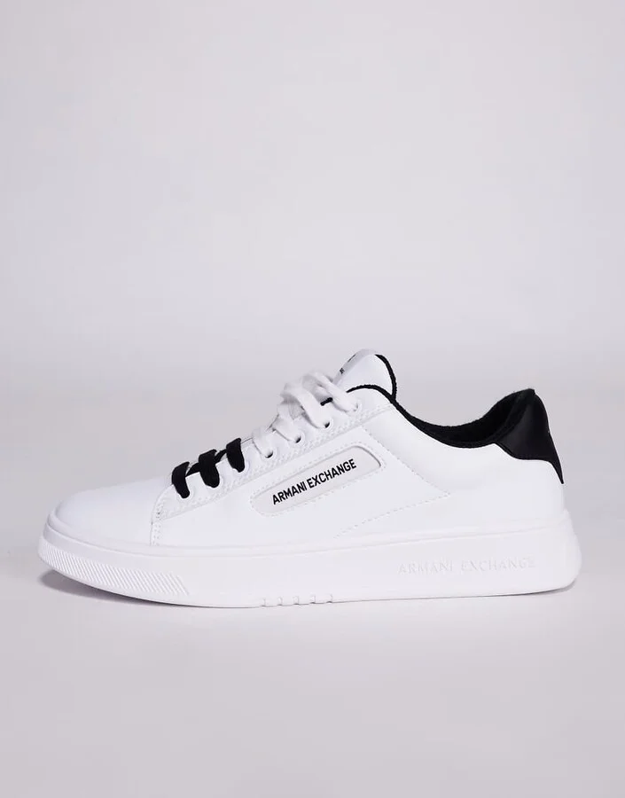 Armani Exchange chunky logo sneakers in white and black - Image 2