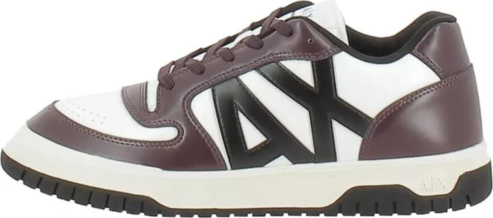 Armani Exchange Men's Leather Logo Low Top Lace Up Sneaker