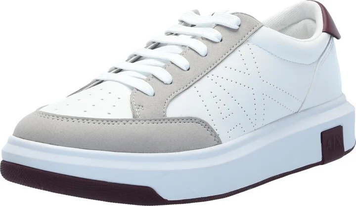 Armani Exchange Men's Suede Perforated Logo Low Top Sneaker