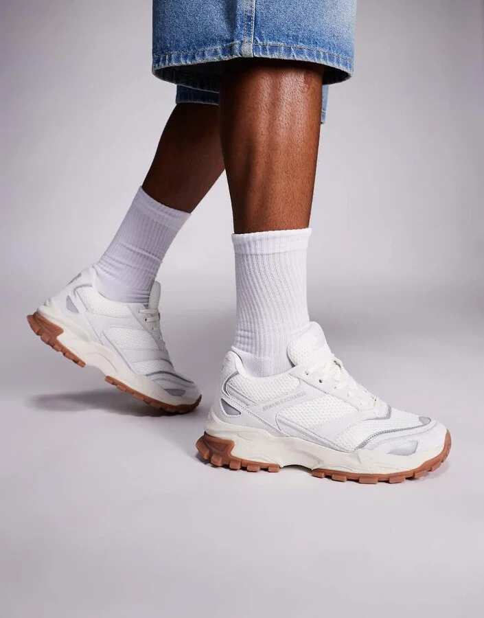 Armani Exchange sneakers with gum soles in off white