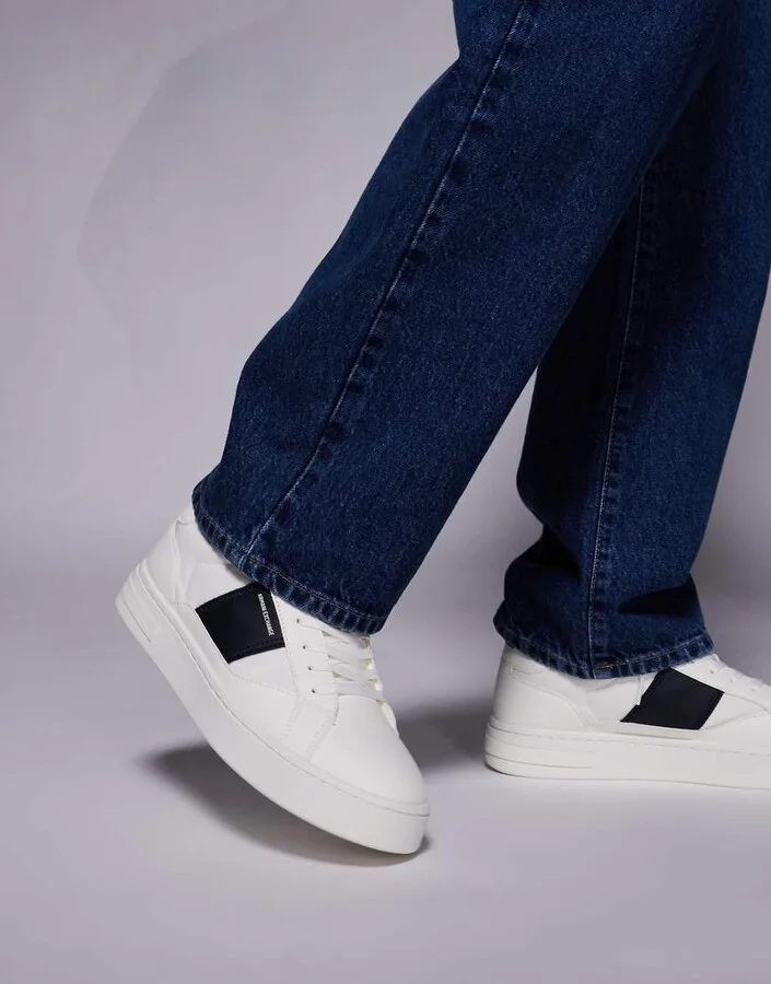 Armani Exchange sneakers with logo in white and black