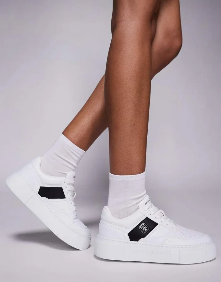 Armani Exchange sneakers with logo in white and black