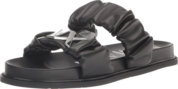 Armani Exchange Women's Aretha Ruched Logo Flat Sandals