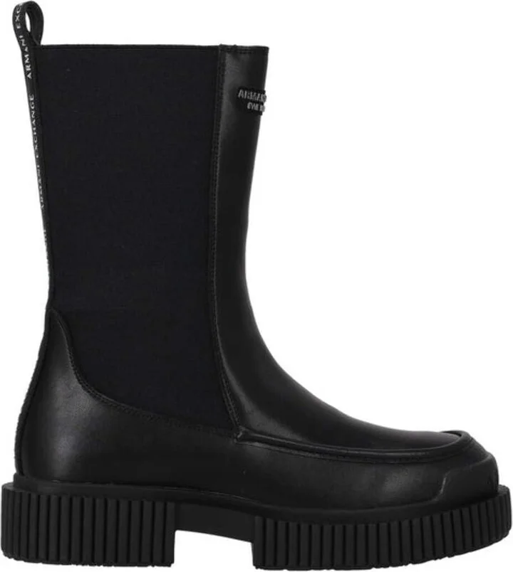 Armani Exchange Women's Exclusive We Beat As One Chunky Lug Sole Boot Mid Calf
