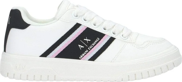 Armani Exchange Women's Lace Up Sneaker with Diagonal Corporate Logo