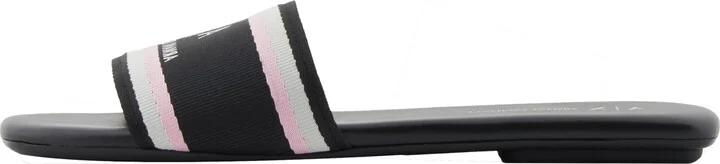 Armani Exchange Women's Padded Slide on Sandal with Printed Corporate Logo on Top