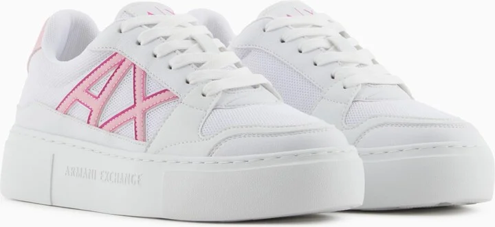 Armani Exchange Women's Thick Sneaker with Bold Ax Logo on The Side