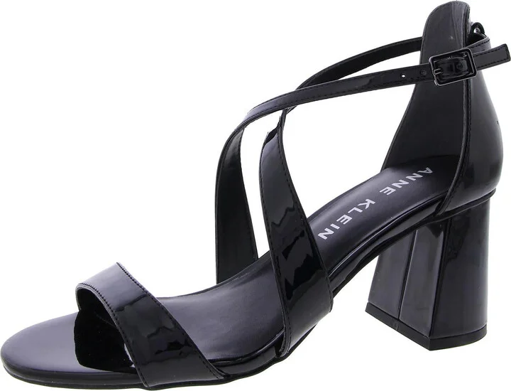 Armaretta Womens Patent Ankle Strap Block Heel