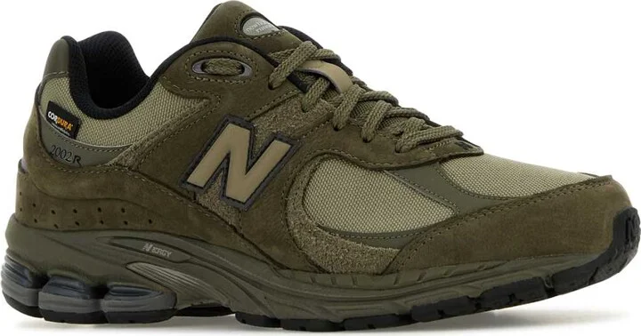 Army Green Suede And Mesh 2002r Sneakers - Image 2