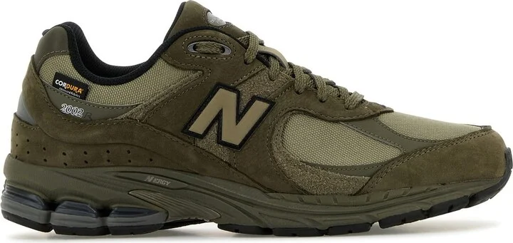 Army green suede and mesh 2002R sneakers
