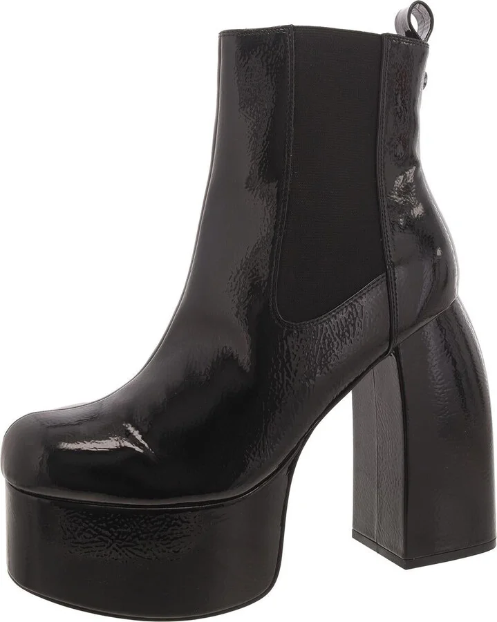 Artesian Womens Patent Block Heel Chelsea Boots