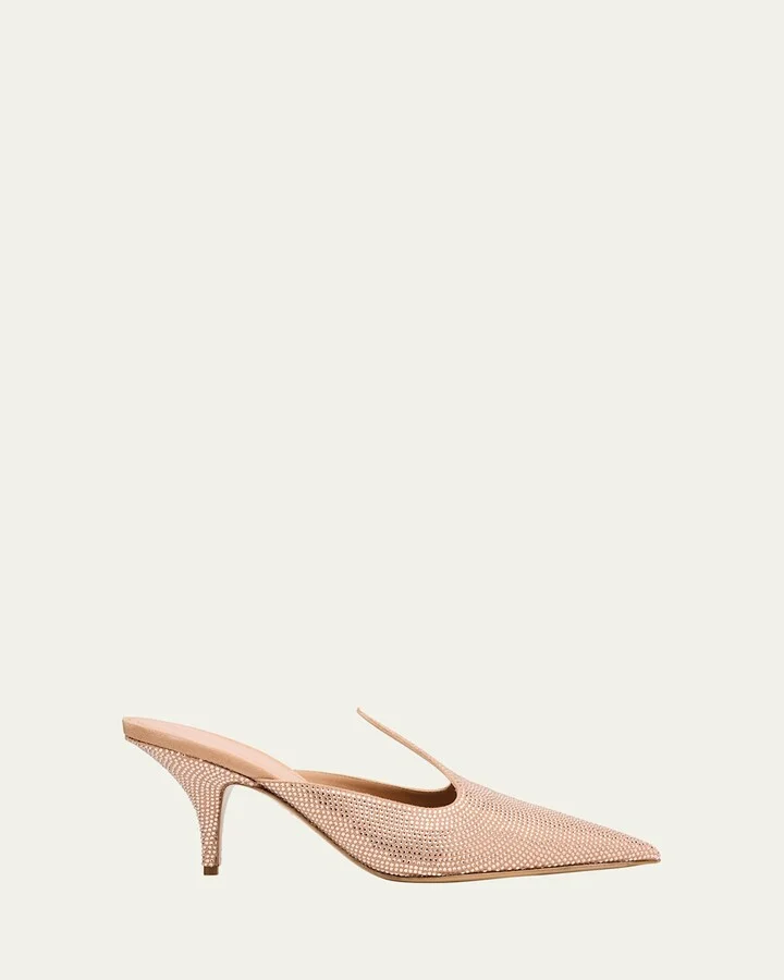 Arvil Crystal Leather Mule Pumps
