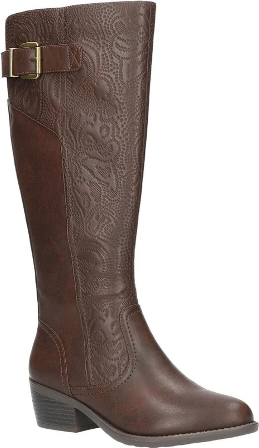 Arwen Womens Embossed Almond Toe Knee-High Boots