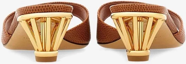 Arya 40 Cage-Heel Mules in Lizard Print Leather - Image 2