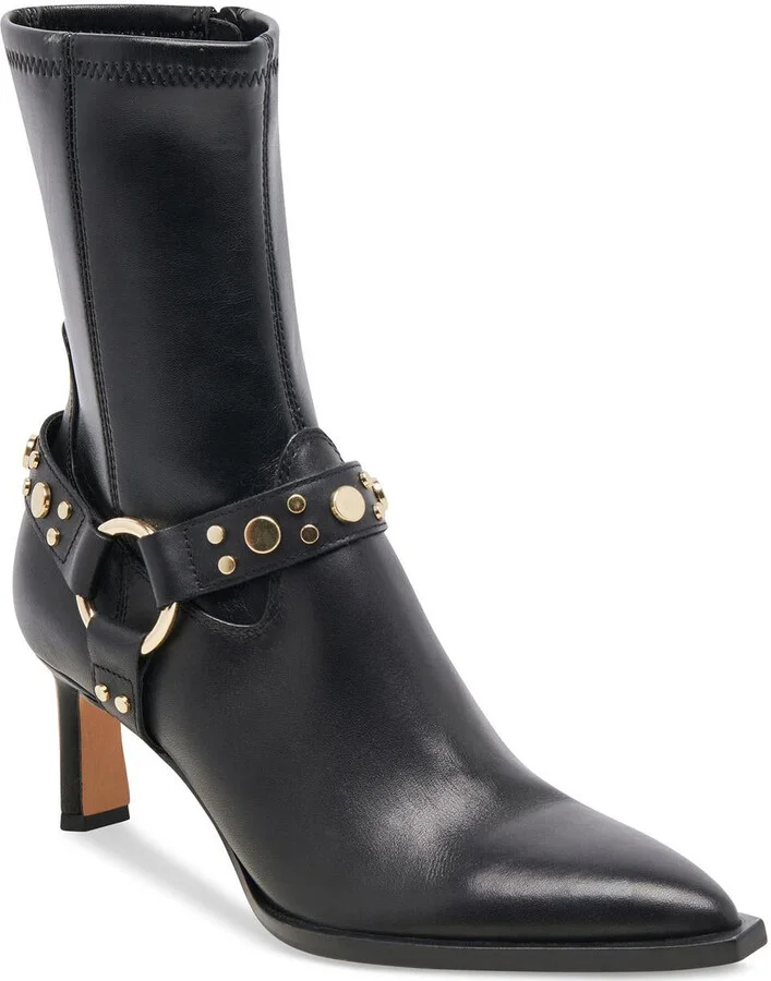 AryaStud Womens Buckle Leather Booties