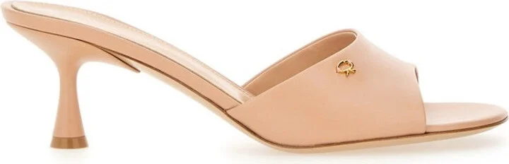 Ascent" Open-Toe Calf Leather Mules