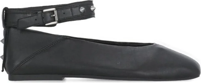 Ash Buckle Fastened Square-Toe Flat Shoes