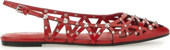 Ash Pointed-Toe Slingback Studded Flat Shoes