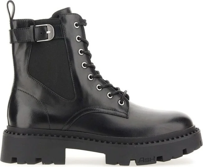 Ash Round-Toe Lace-Up Boots