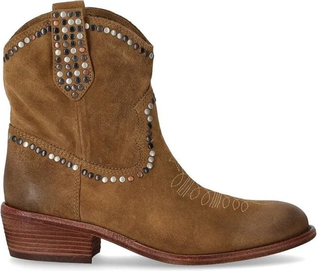 Ash Stud Embellished Embroidered Ankle Boots