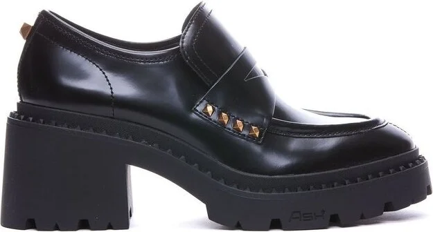 Ash Stud Embellished Round Toe Loafers