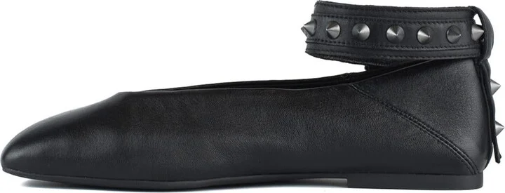 Ash Studded Ballerina In Black Leather - Image 2