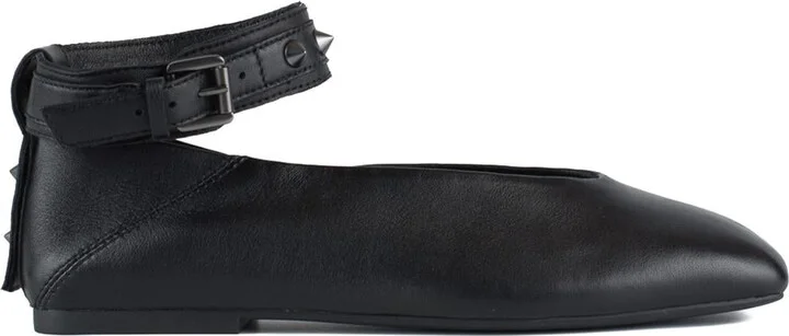 Ash Studded Ballerina In Black Leather