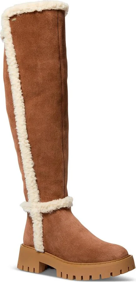 Asher Boot Womens Faux Fur Lined Faux Suede Over-The-Knee Boots