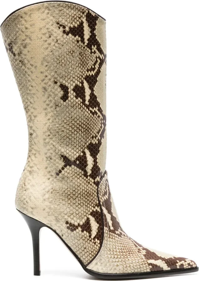Ashley 95mm snakeskin-effect boots