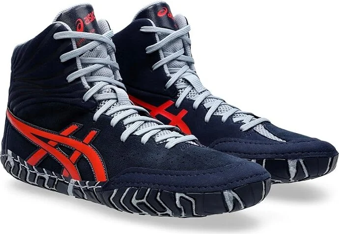 ASICS Men's Aggressor 5 Men's Shoes Midnight/Classic Red : 8 D - Medium, Synthetic/Textile