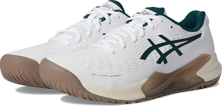 ASICS Men's GEL-Challenger 14 Tennis Shoe Men's Shoes White/Saxon Green : 14 D - Medium, Synthetic/Textile