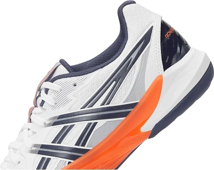 ASICS Powerbreak FF Men's Volleyball Shoes White/Nova Orange : 13 D - Medium, Textile - Image 7