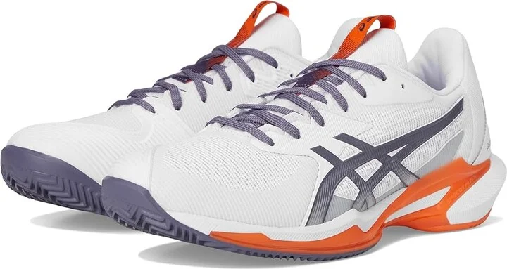 ASICS Solution Speed FF 3 Clay Tennis Shoes Men's Shoes White/Greyish Purple : 15 D - Medium, Synthetic