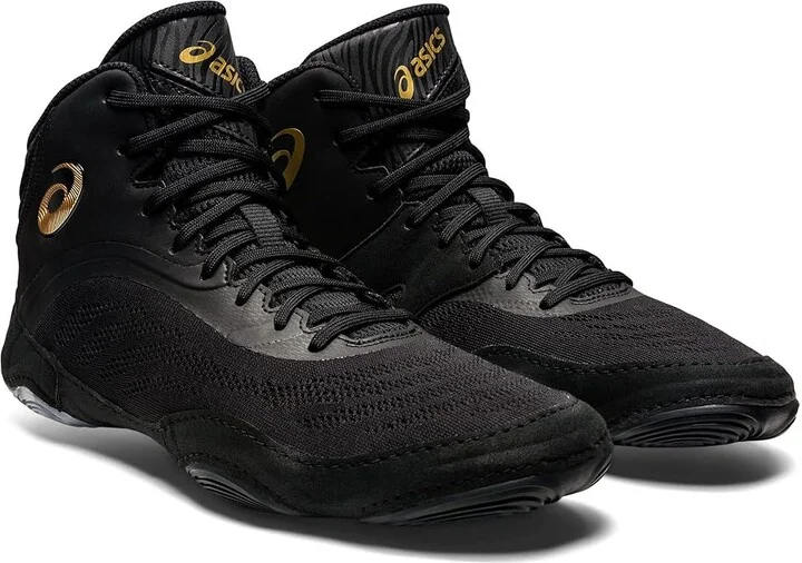 ASICS Split Elite Wrestling Shoe Men's Shoes Black/Pure Gold : 9 D - Medium, Textile/Synthetic
