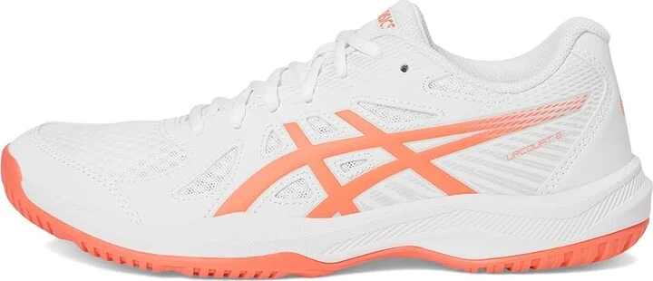 ASICS Upcourt 6 Women's Volleyball Shoes White/Vivid Coral : 8.5 B - Medium, Synthetic - Image 6
