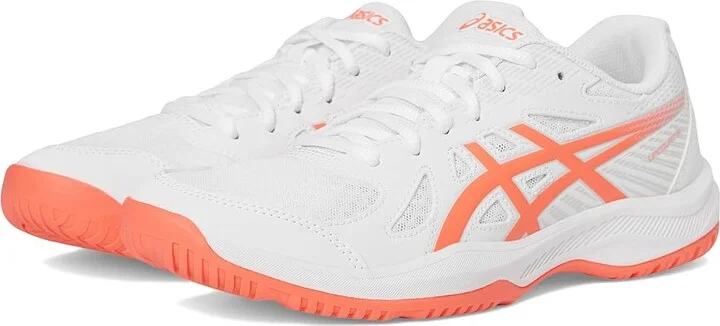 ASICS Upcourt 6 Women's Volleyball Shoes White/Vivid Coral : 8.5 B - Medium, Synthetic