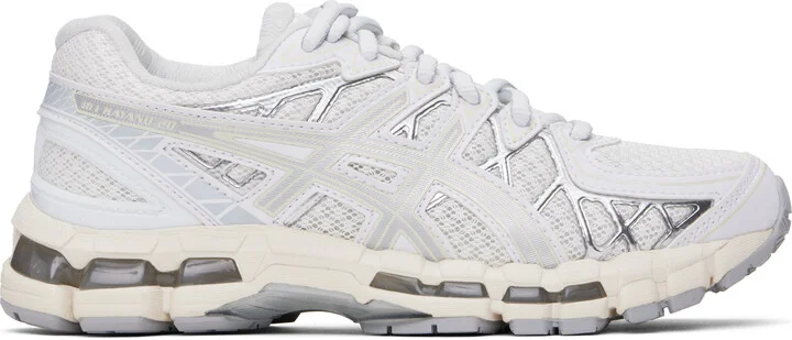 ASICS White & Silver GEL-KAYANO 20 Sneakers