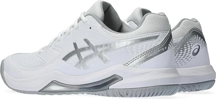 ASICS Women's GEL-Dedicate 8 Tennis Shoe Women's Shoes White/Pure Silver : 8 B - Medium, Synthetic - Image 4