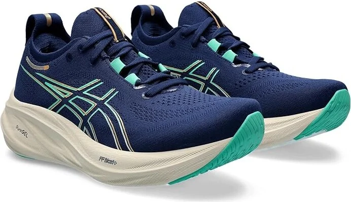 ASICS Women's GEL-Nimbus 26 Women's Shoes Blue Expanse/Aurora Green : 9.5 B - Medium, Synthetic