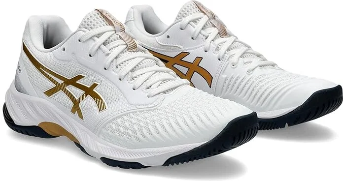 ASICS Women's Netburner Ballistic FF 3 Volleyball Shoe Women's Shoes White/Pure Gold : 13 B - Medium, Synthetic/Textile