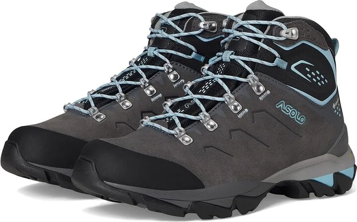 Asolo Acadia Mid Lth GTX Bunion Women's Climbing Shoes Graphite/Sky Blue : 8 D - Wide, Leather/Suede