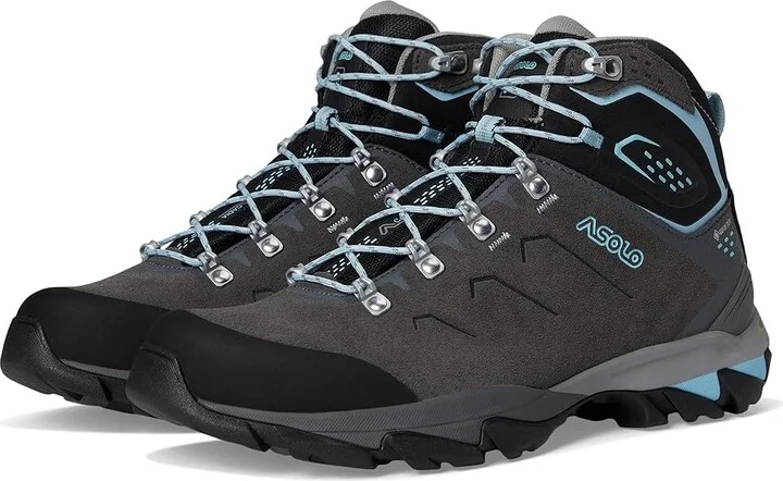 Asolo Acadia Mid Lth GTX Women's Climbing Shoes Graphite/Sky Blue : 9 B - Medium, Leather