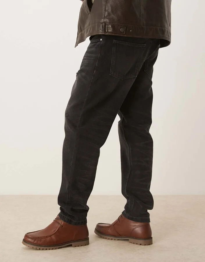 ASOS DESIGN apron boots in tan leather with cleated sole