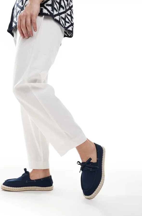 ASOS DESIGN boat shoe espadrilles in navy - Image 2