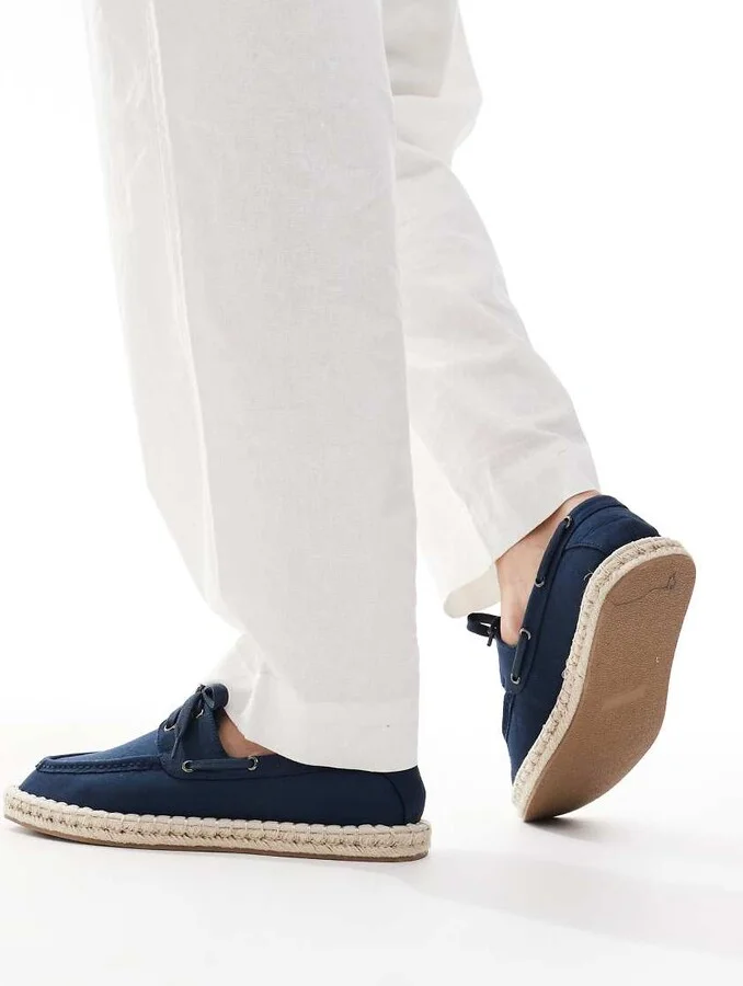 ASOS DESIGN boat shoe espadrilles in navy - Image 3