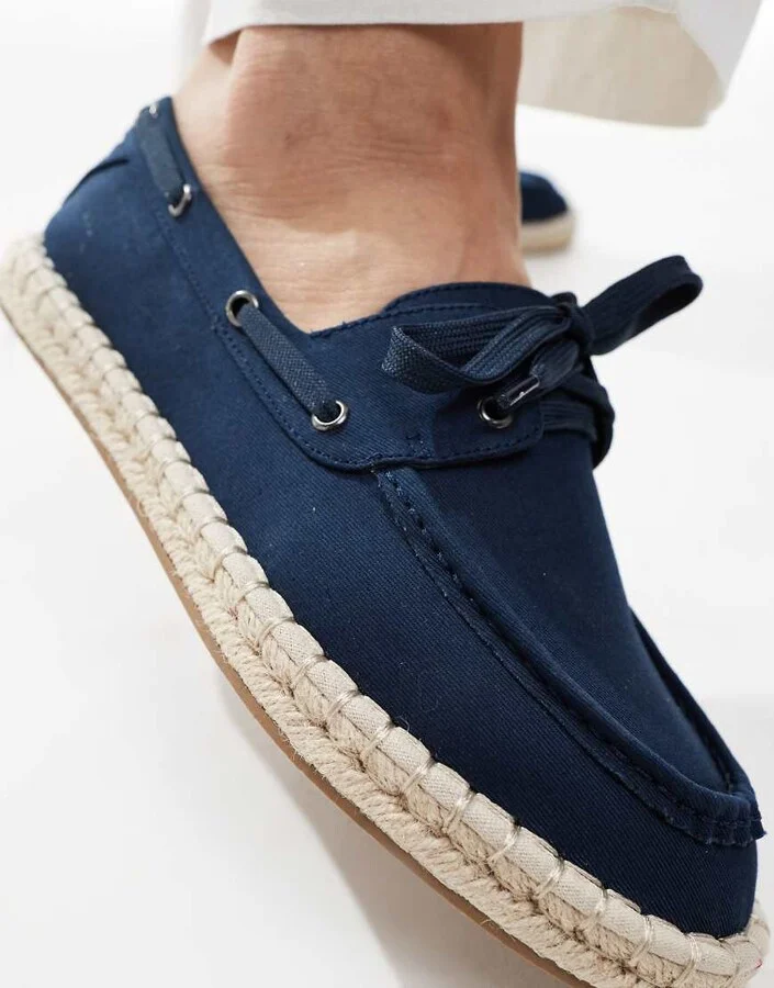 ASOS DESIGN boat shoe espadrilles in navy - Image 4
