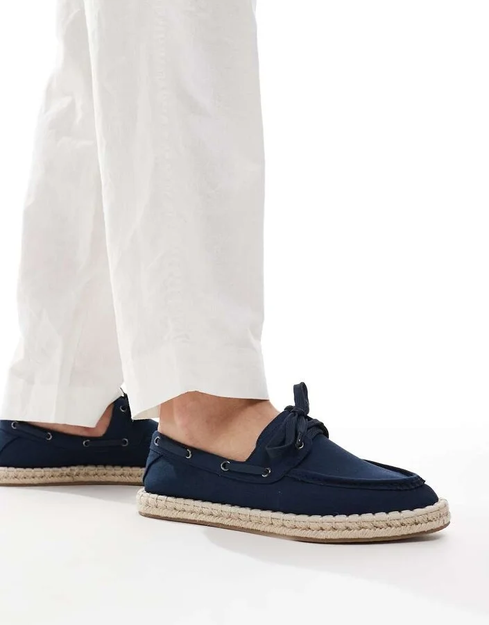 ASOS DESIGN boat shoe espadrilles in navy