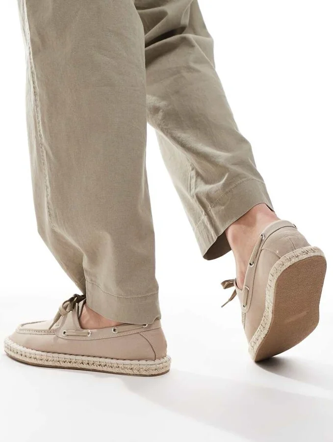 ASOS DESIGN boat shoe espadrilles in stone - Image 2
